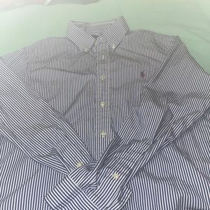 Sz Large Mens Blue and white Ralph Lauren Polo shirt Mint Condition!!!